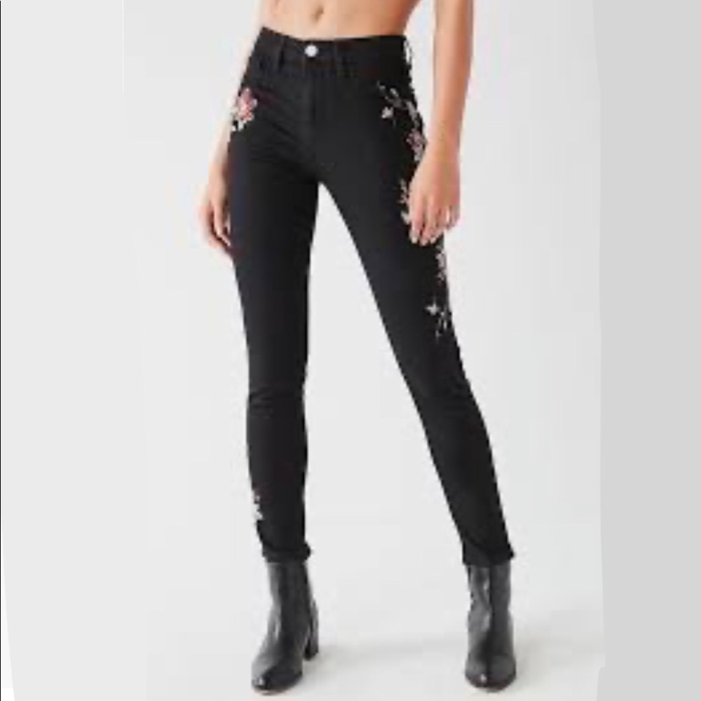 Piazza Sempione pants floral embroidery at sides
